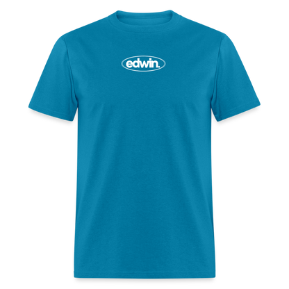 edwin White Logo Tee - turquoise