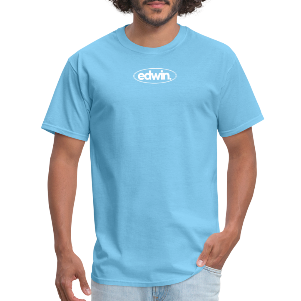 edwin White Logo Tee - aquatic blue