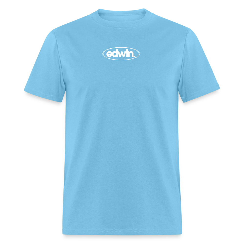 edwin White Logo Tee - aquatic blue